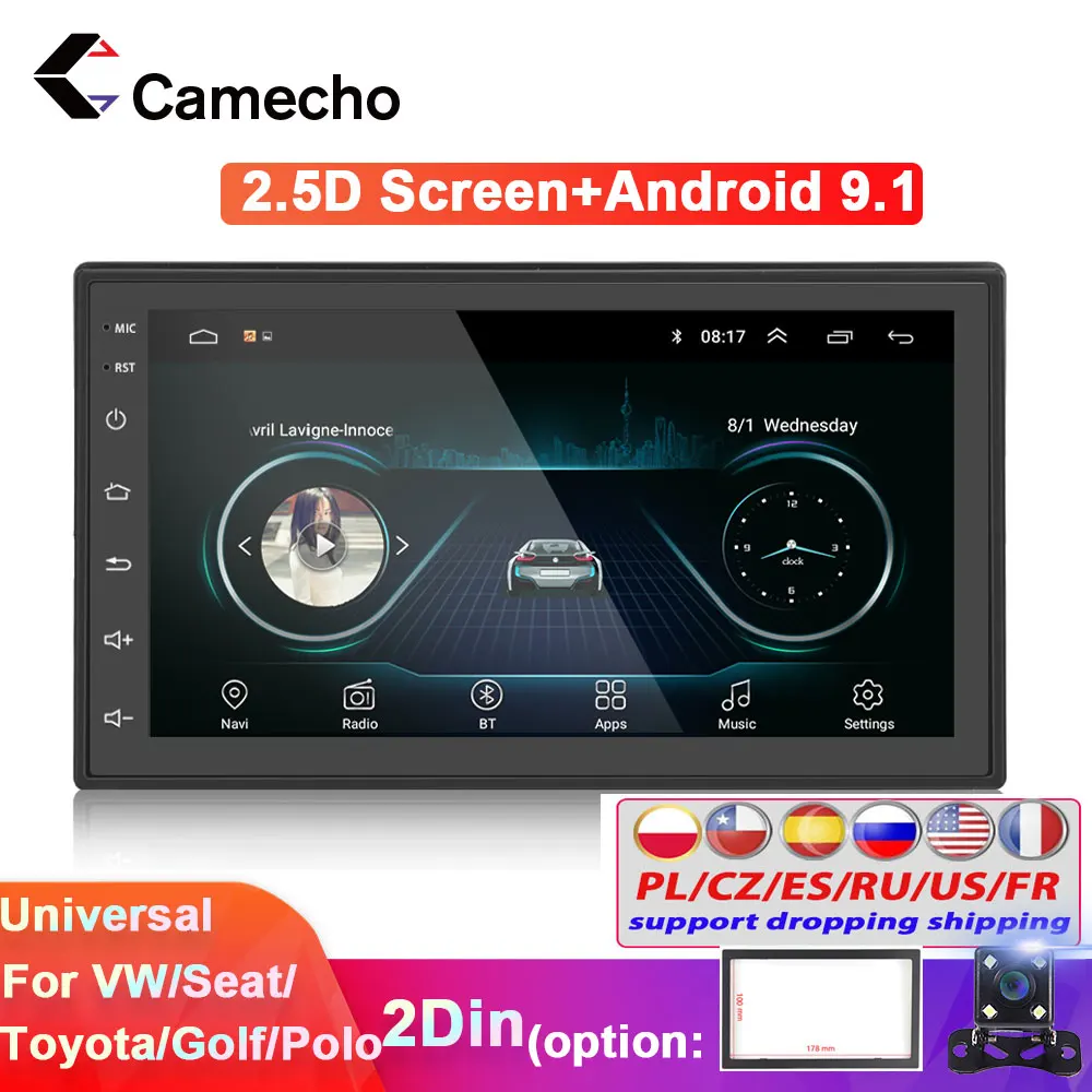 Автомагнитола Camecho универсальный мультимедийный плеер на Android с GPS Wi Fi Bluetooth