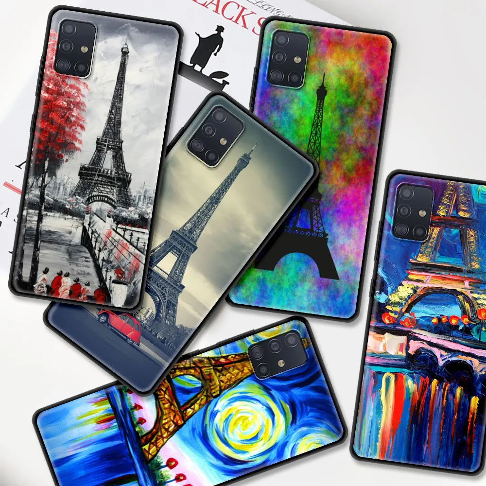 

Paris Eiffel Tower Phone Cover For Samsung Galaxy A51 A71 A02s A12 A21s A31 A41 M30s M31 M51 M11 Black Soft Casos Cases