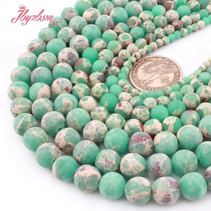 4 6 8 10 мм Матовый круглый шарик из бусин зеленый морской осадок | Украшения и