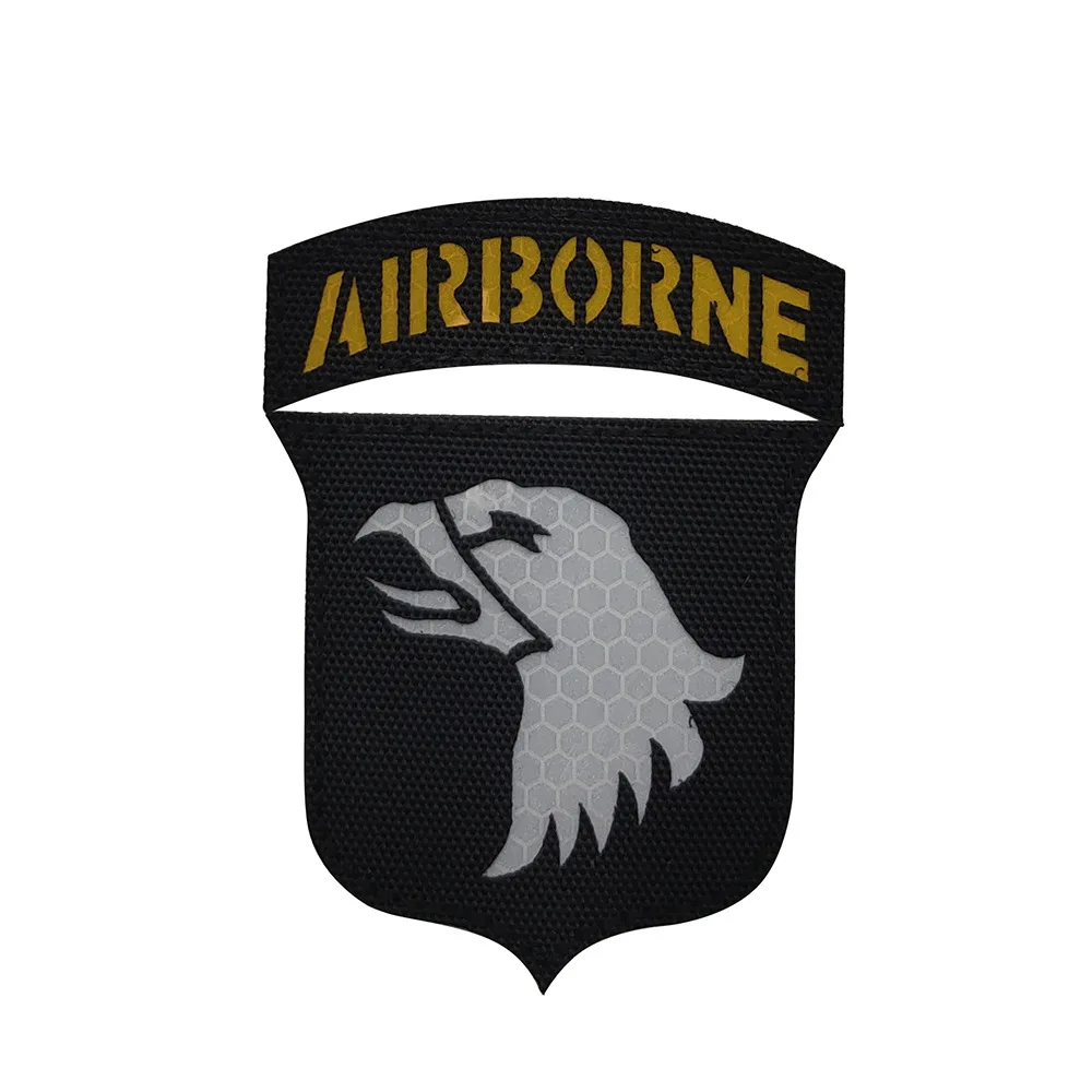 Рефлективные нашивки на плечи, линию груди и наручники для армейского подразделения «101-я дивизия воздушно-десантных войск» военного боевого тактического морального наклейки.