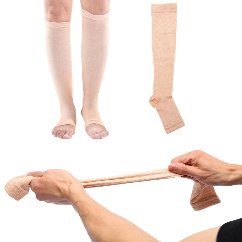 1 пара однотонных носков унисекс до колена с открытым носком предотвращающие