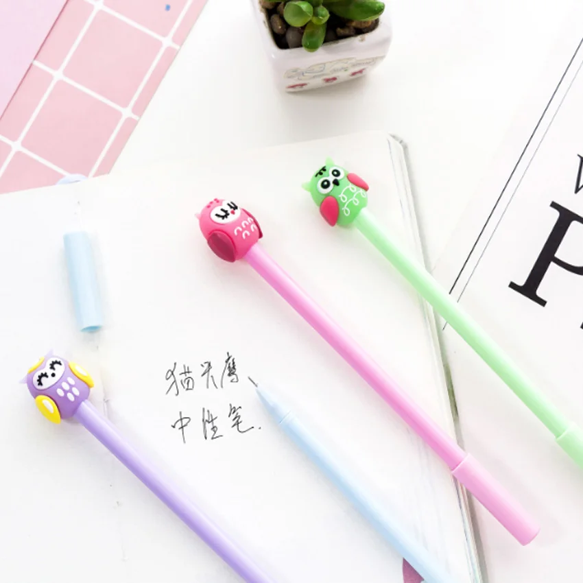 4 шт./лот Kawaii ручка цветная гелевая с совой 0 5 мм школьные и офисные принадлежности