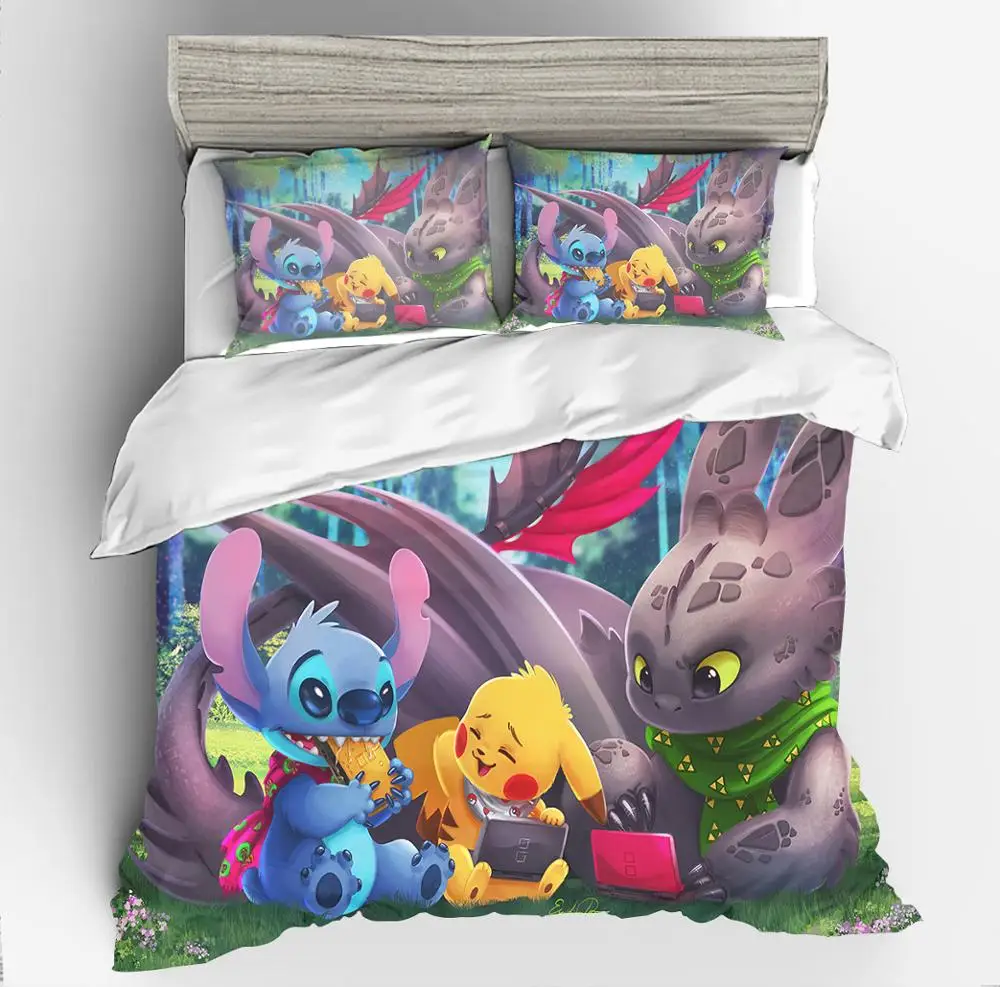

Disney Starbaby Pattern Bedding Set Gift White Blue Soft Duvet Cover Pillowcase Home Textiles Decor Children Bedroom Decor