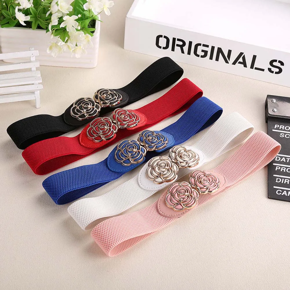 Женский эластичный ремень в стиле ретро с металлическим блеском | Аксессуары для