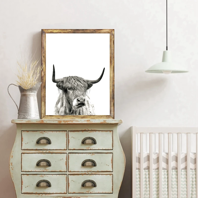 Домашний Декор живопись Highland Bull холст печать постер с животными на ферме