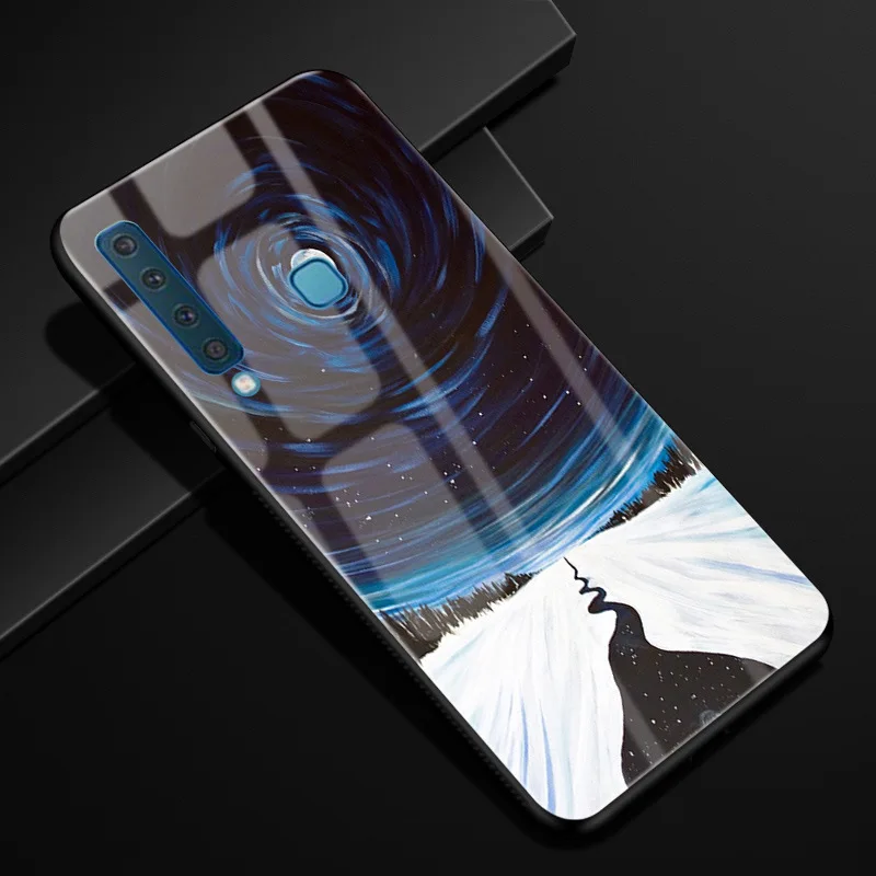 Для samsung A9 чехол A 9 PC Пластиковый стеклянный чехол для телефона черный TPU бампер чехол для samsung Galaxy A9 A920F A920 A9s - Цвет: 32