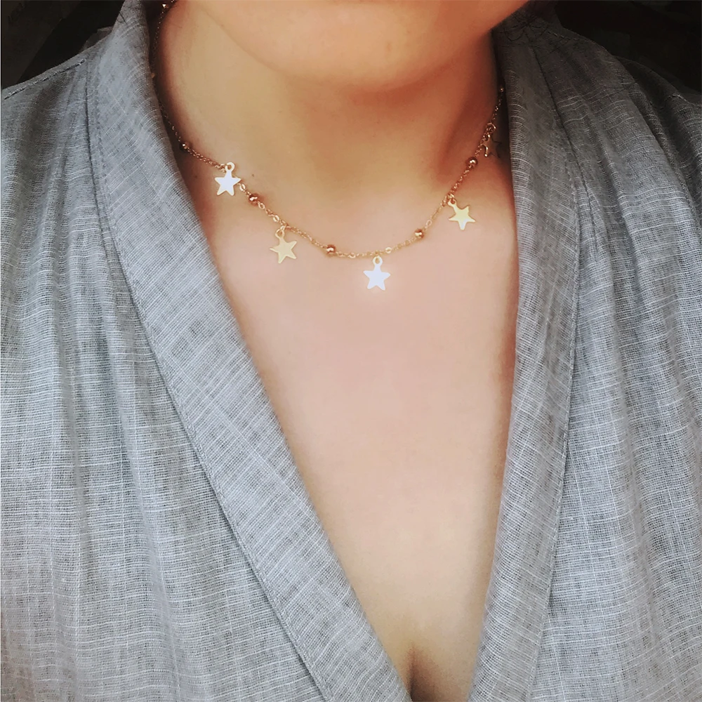 SUQI Новое модное ожерелье из нержавеющей стали не выцветающее цепочка бисера