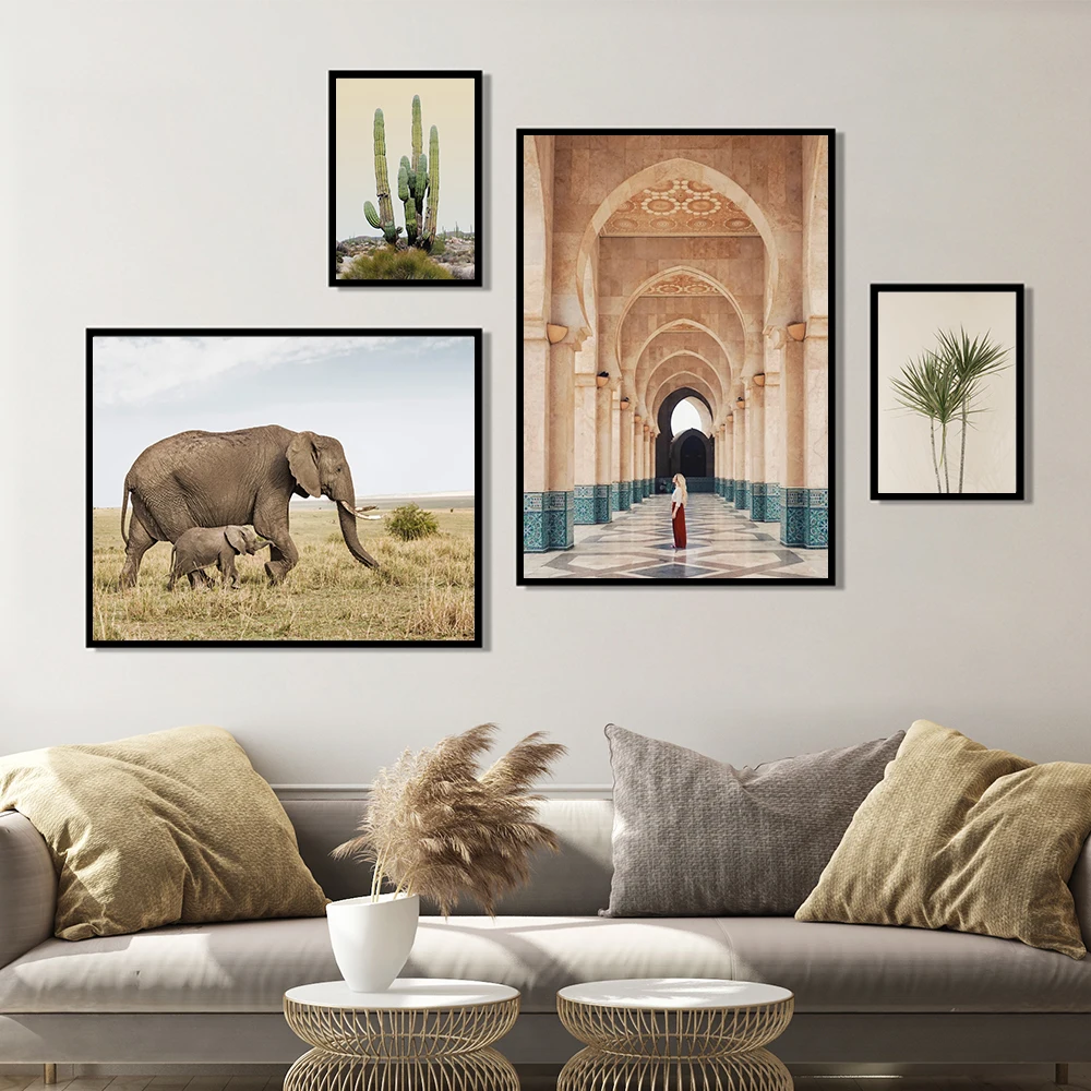 Кактус кактус горячий воздушный шар слон марокканский постер настенное