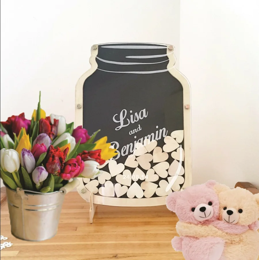 Персонализированная книга для гостей на день рождения свадьбу прямая коробка 3D