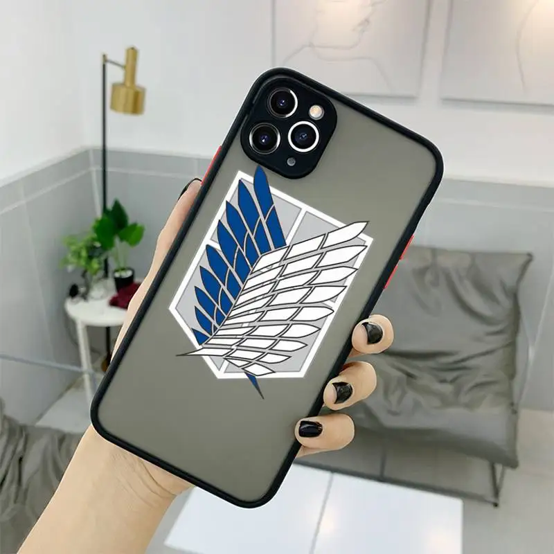 hot anime attack on titan phone case for iphone 13 12 11 mini pro xr xs max 7 8 plus x matte transparent back cover free global shipping