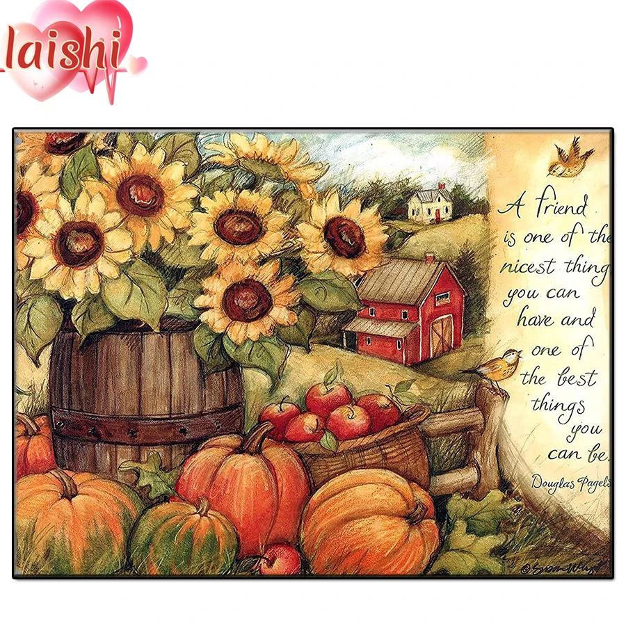 

5D DIY Cartoon, sunflower, farm landscape Diamond Painting Cross Stitch Diamond Embroidery New Handicrafts Home Decor gift