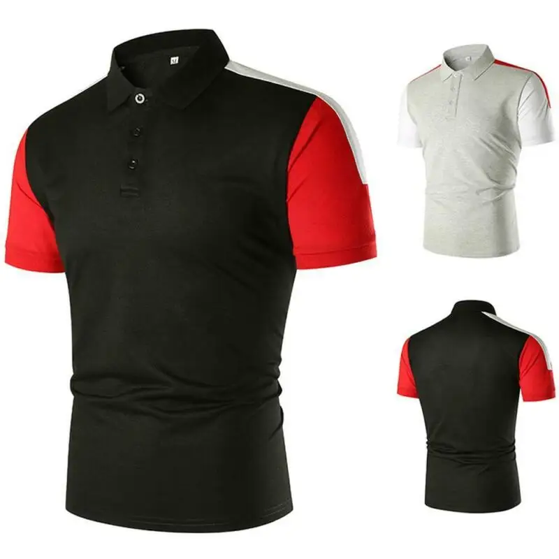 

Mens Short Sleeve Neck T Shirt Summer Buttons Casual Slim Tops Tee
