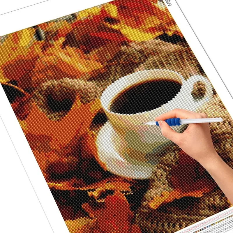 

5D Diamond Painting Kits Embroidery Coffee Full Round With AB Drill Landscape Cross Stitch Mosaic Rhinestone Art Home Decor Gift