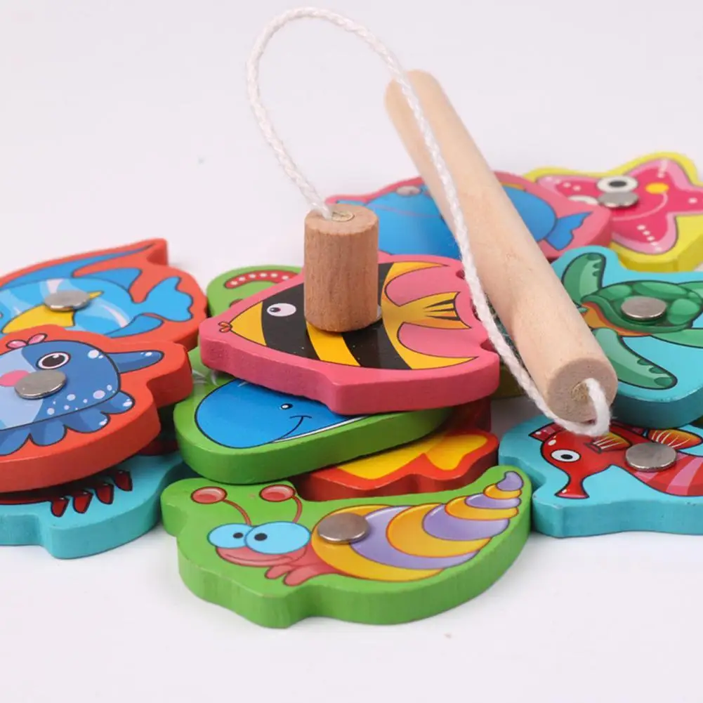 

Kawaii Box Magnetic Outdoor Fun Fishing Toy Set Parent-child Game Wooden Interactive Children Toys Building Early Education