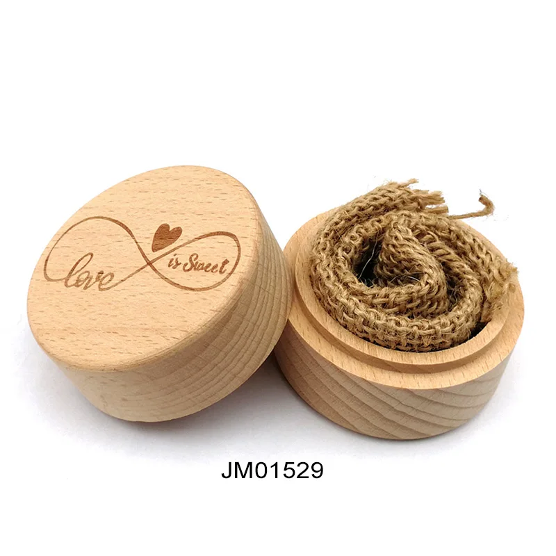 JM01529 DIY ручной работы винтажный свадебный Декор круглые кейсы для хранения бижутерии 5,2*4,2 см ожерелье серьги контейнер 1 шт деревянная коробочка для колец - Цвет: JM01529