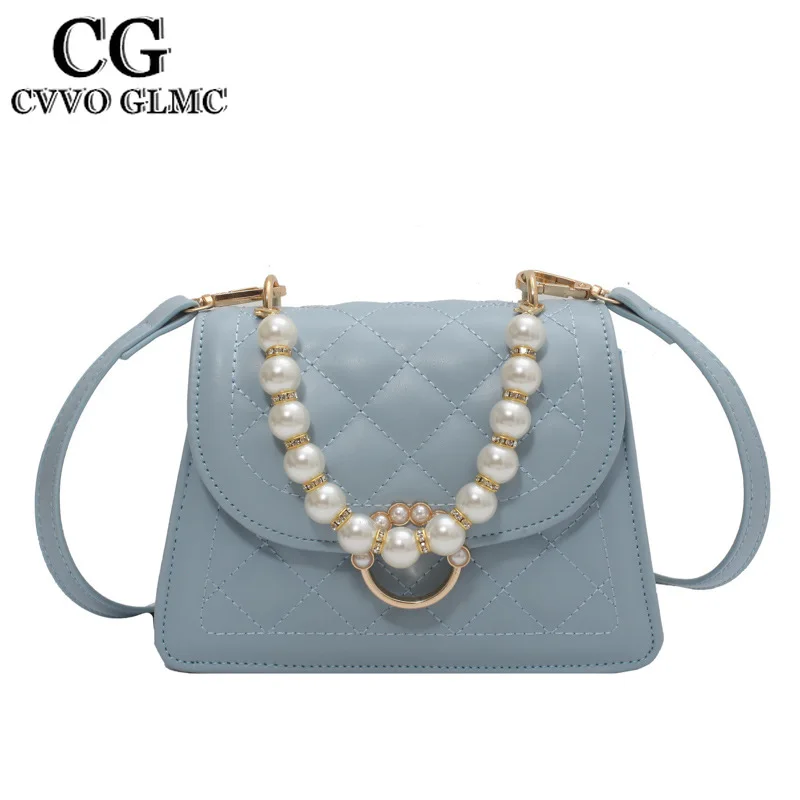 

Cvvo Glmc Beading PU Leather Small Crossbody Bags for Women 2021 Summer Lady Shoulder Handbag Female Fashion Brand Luxury Purses