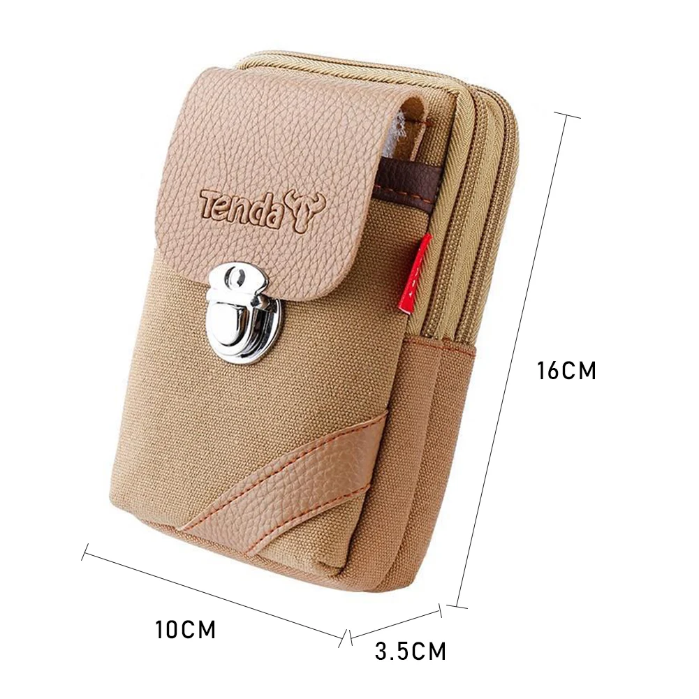 

Multi-function Men Canvas Fanny Waist Bag Double Layer Zipper Pocket Casual Mobile Phone Belt Bum Pouch 2020 Fashion Men Bags