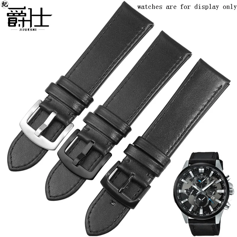

Мужской ремешок из натуральной кожи, черный простой кожаный браслет с пряжкой с язычком для часов серии 5468 303L/303D/304, 20 мм 22 мм