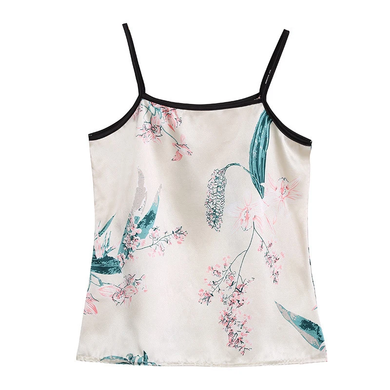 

2021 Spring New Imitation Silk Fabric Women Pajamas Sexy Seductive Homewear Famous Brand High Quality Printing Seven-Piece Suit