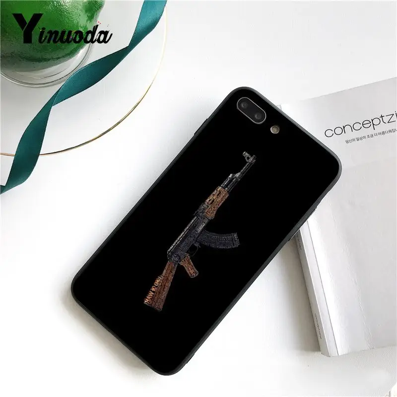 Yinuoda AK47 пистолет новое поступление черный чехол для телефона iPhone 8 7 6 6S X XS MAX 5 5S SE XR