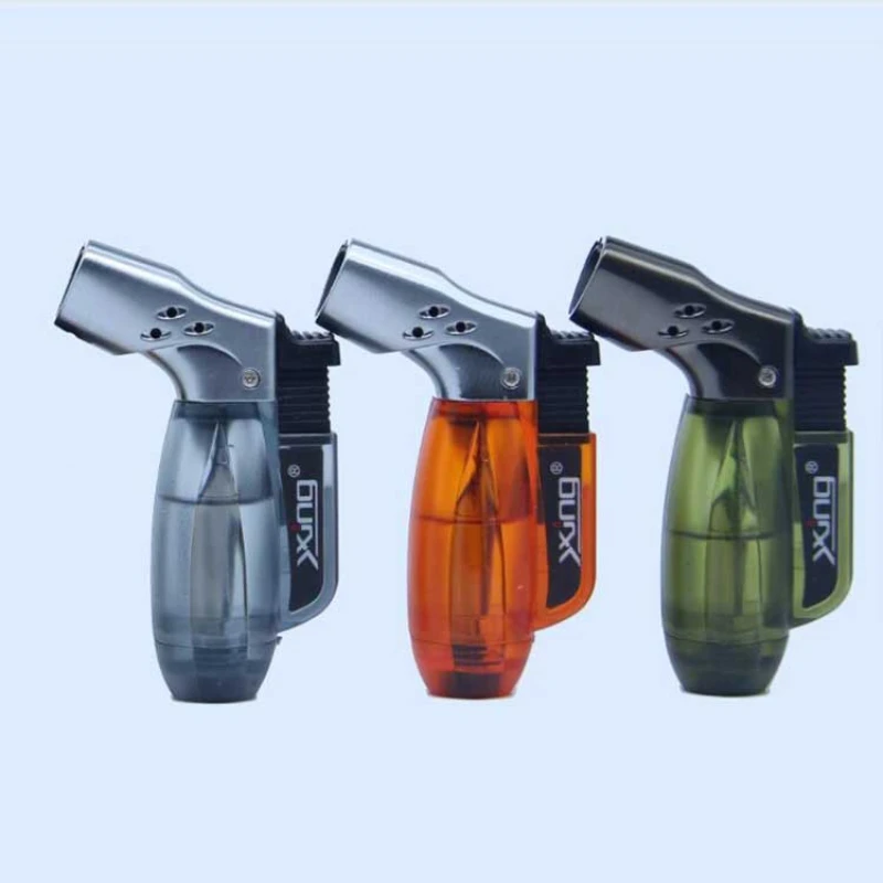 

Creative Inflatable Windproof Lighter Silver Star Seahorse No. 3 Three Straight Flame Personality Small Welding Torch Gadgets