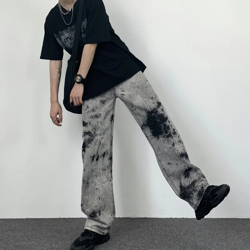 

Large 2022 spring and autumn women's loose jeans wide leg tie dyed straight pants casual jeans Y2K jeans street high waist pants