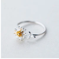 2021 new fashion korean style daisy flower elegant opening rings women wedding party finger adjustable rings jewelry