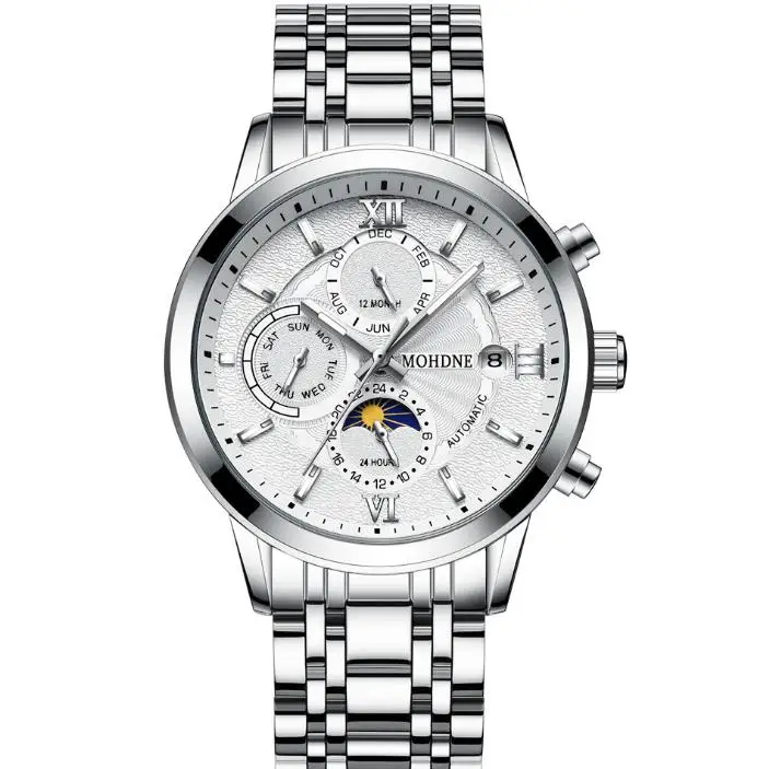 Автоматические часы мужские механические наручные водонепроницаемые кожа сталь