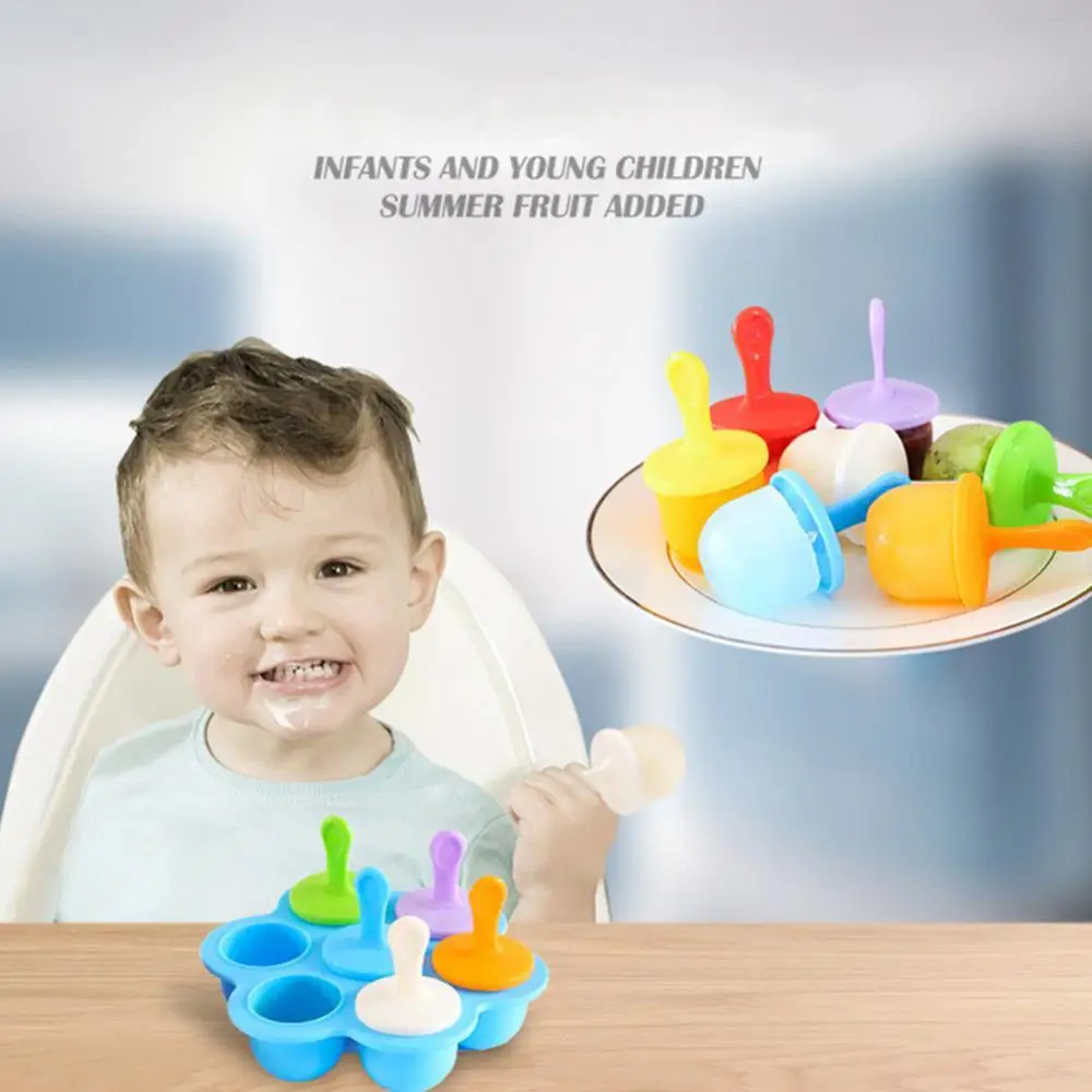 

40%HOT7 Cavity Reusable Baby Food Supplement Storage Box Ice Cream Pop DIY Maker Mold