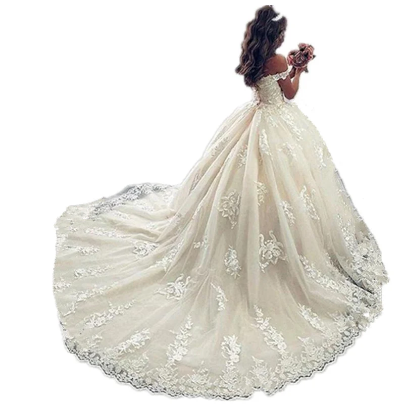 Luxury Lace Applique Flower Girl Dresses With Long Train Princess Little Girls Pageant Holy Communion Birthday Party | Свадьбы и