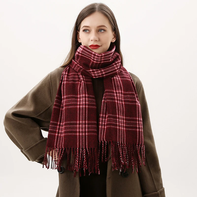 

European And American Spring And Autumn Shawl Scarf Large Plaid Fringed Warm Scarf Muslim Women's Scarf Headscarf