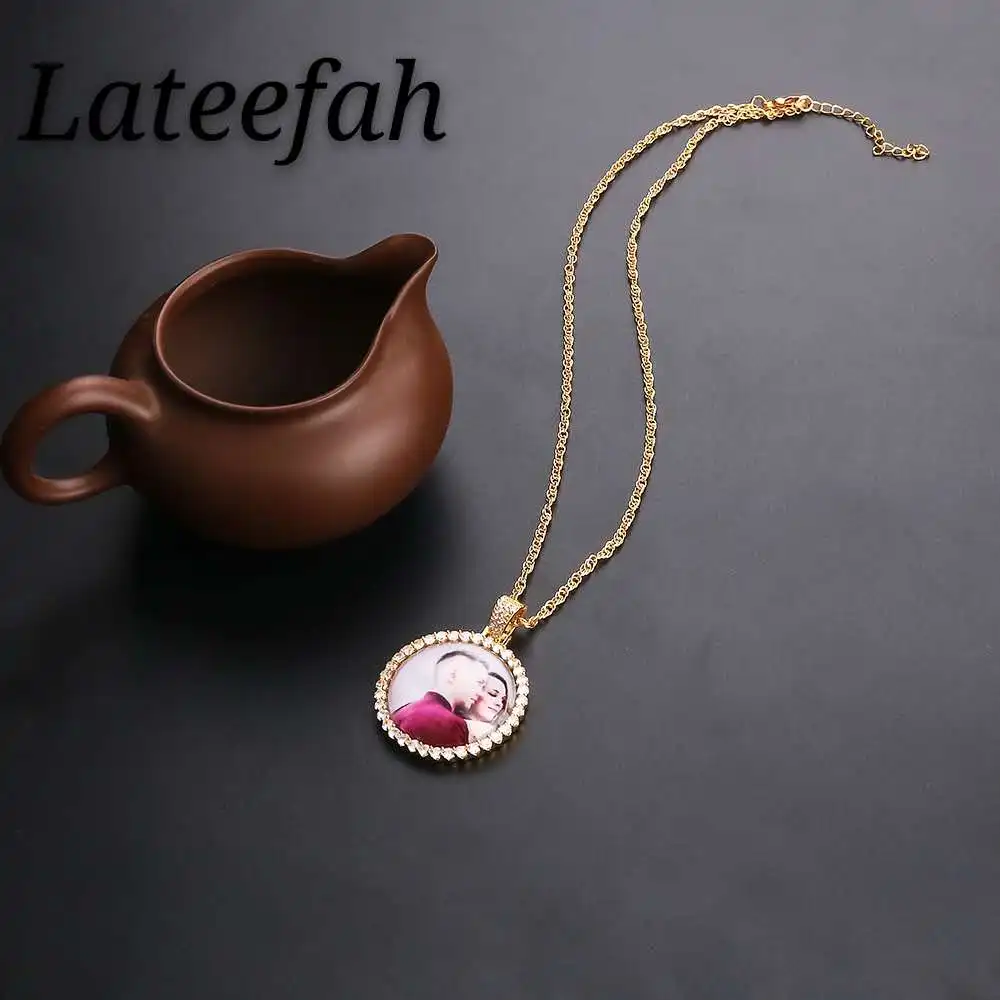 

Lateefah Fasion Round Custom Photo Pendant Necklace For Men&Women Cubic Zircon Medallions Solid Pendants Trendy Jewelry Gifts