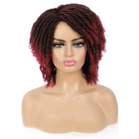 dreadlock wig braided twist black brown red high temperature fiber short crochet locs synthetic hair wigs for black women wig