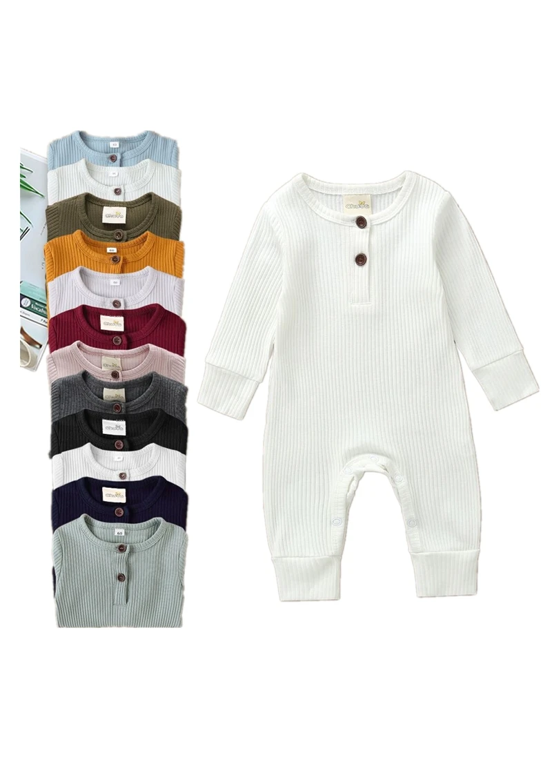 

Комбинезон детский вязаный на пуговицах, с длинным рукавом, однотонный, 2021