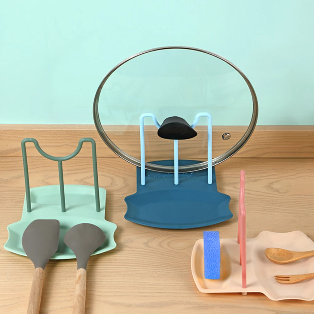 

Spoon Rest Cover Lid Ladle Organizer Plastic Pot Pan Shelf Stand Holder Rack Soup Spoon Rests Kitchen Accessories Storage Tool