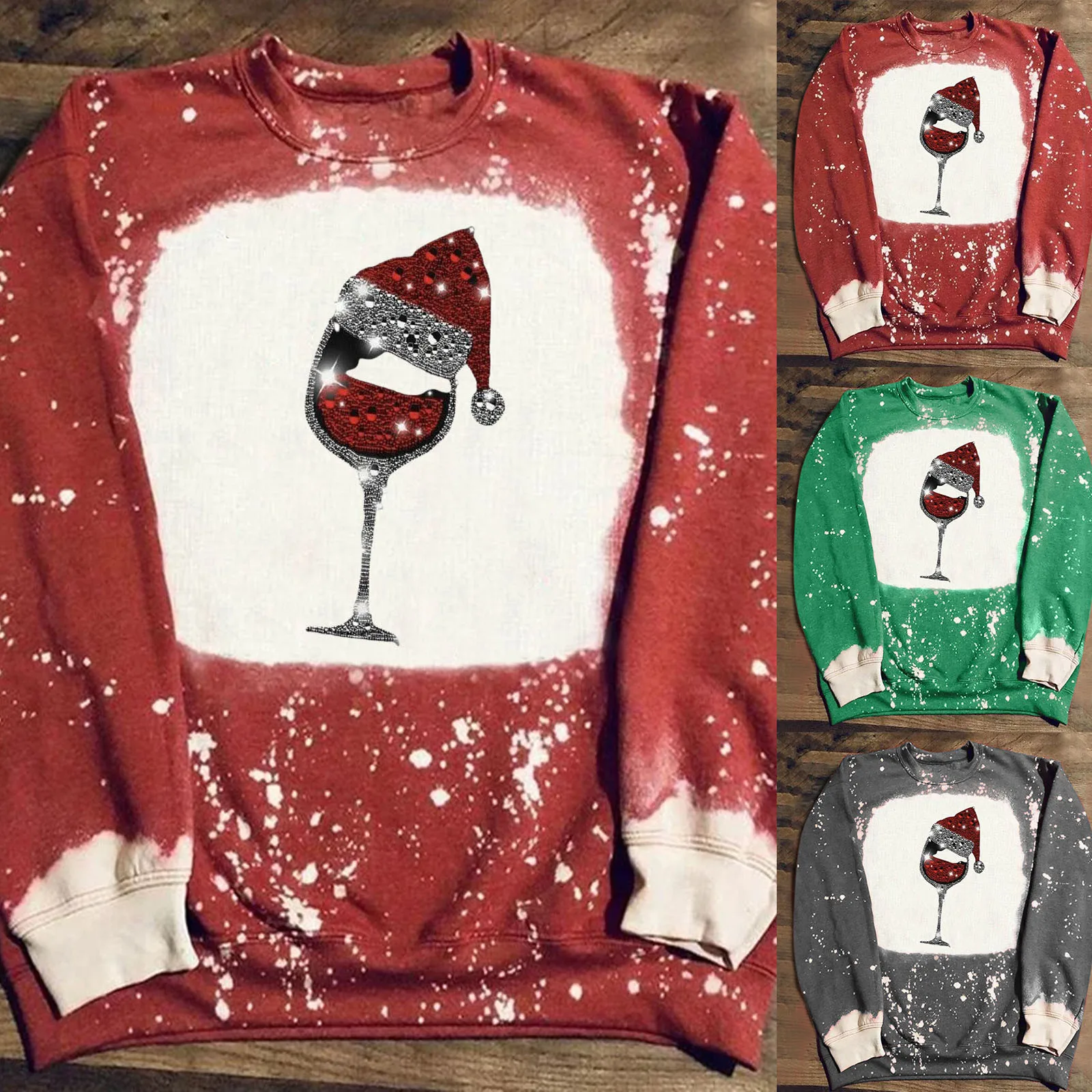 

Women Chirstmas Classic Round Collar Print Long-Sleeved Sweatshirt Blouse Shirt
