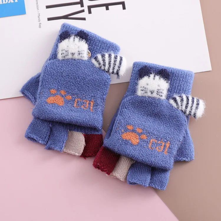 2020For 3-6 Winter baby half finger warm gloves boys and girls lovely glove kids knitting with high quality | Детская одежда и
