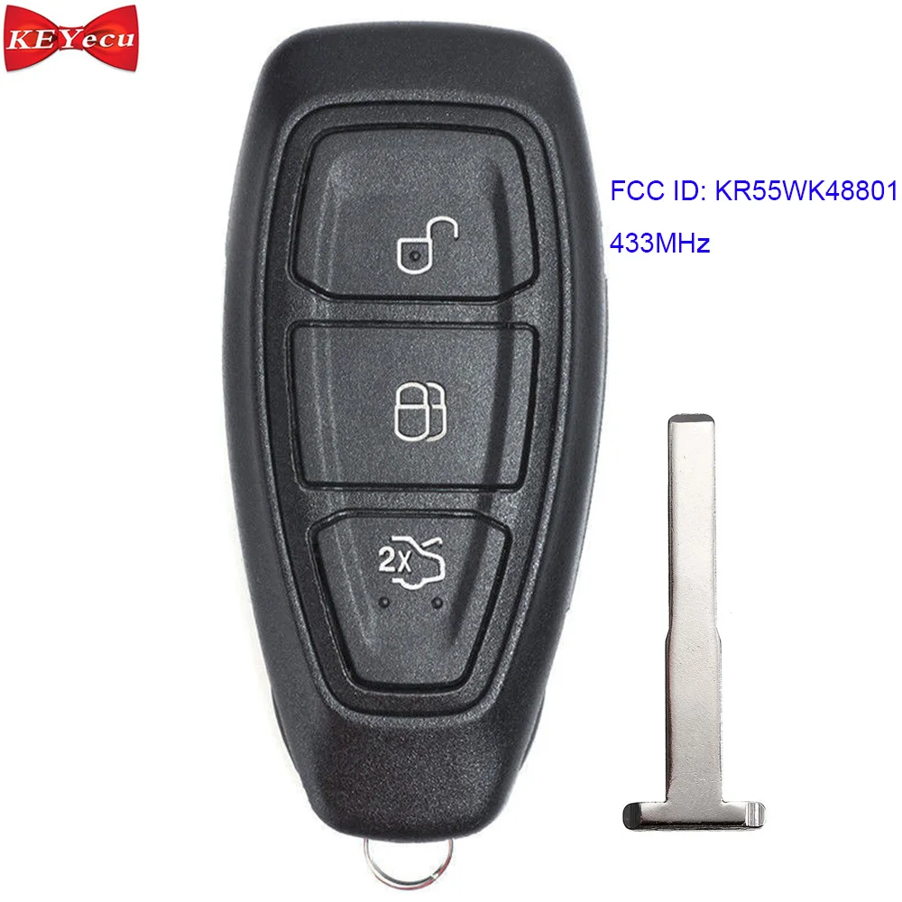 KEYECU для Ford Focus Fiesta C Max 2016 2017 2018 дистанционный ключ 434 МГц ASK 4D63 чип FCC ID: KR55WK48801 164 R8048