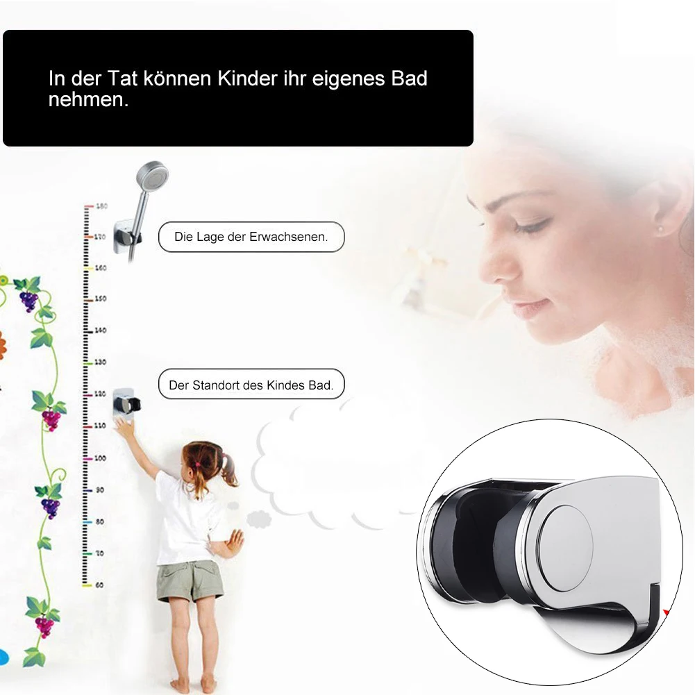 

Smooth Replacement Modern Home Shower Head Holder Adjustable ABS Bathroom Durable Wall Mount Stable Easy Install Electroplated