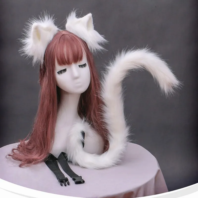 

Sexy Woman Lovely Lolita Cat Fox Headband Tail Headdress Plush Ears Tail Anime Cosplay Props Cat Ears Hair Accessories Tail Set