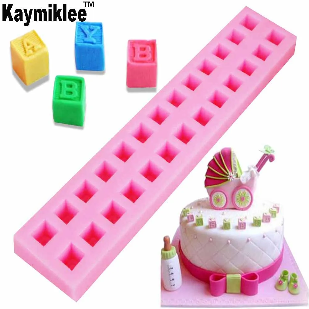 

Kaymiklee M788 3D Fondant Silicone Mold Letter Blocks Fondant Cake Mold Silicone Ice Candy Mold Chocolate Cake Decorating Tools