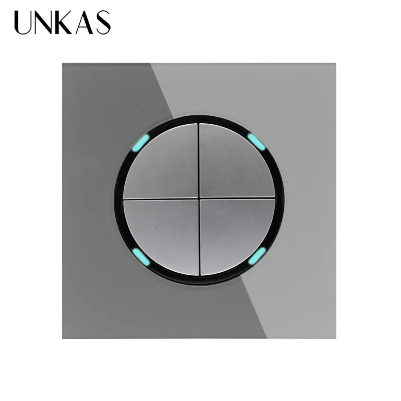 UNKAS Новое поступление кристальная стеклянная панель 4 комплекта 1 способ серый