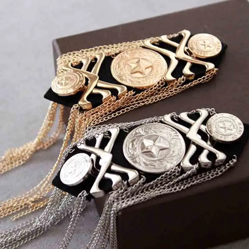 

one piece breastpin tassels shoulder board Epaulet metal patches for clothing DO-2601