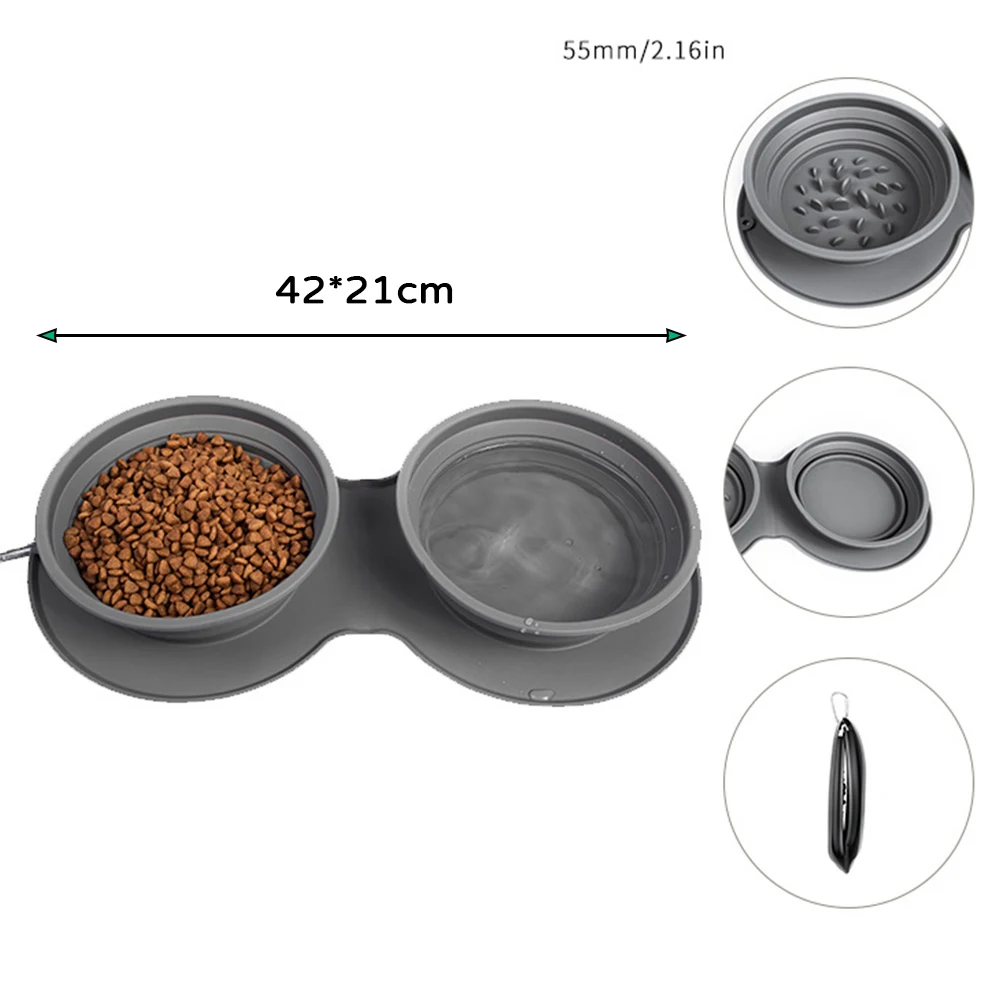 

Pet Dog Cat Bowl Foldable Reusable Silica Gel Food Water Feeding Cups Dish