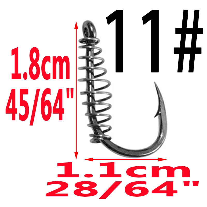 size11 10pcs 10 шт. колючий Рыболовный Крючок Прочный пружинный басовый Карп Рыболовный крючок с отверстием Вертлюг, карп, взрывной джиг, рыболовный крючок, аксессуары - Цвет: size11 10pcs