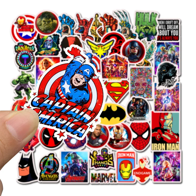 50 шт. disney Marvel серии фильм о супергероях детские игрушечные наклейки мультфильм Граффити Водонепроницаемый скейтборд паста наклейка на чемодан