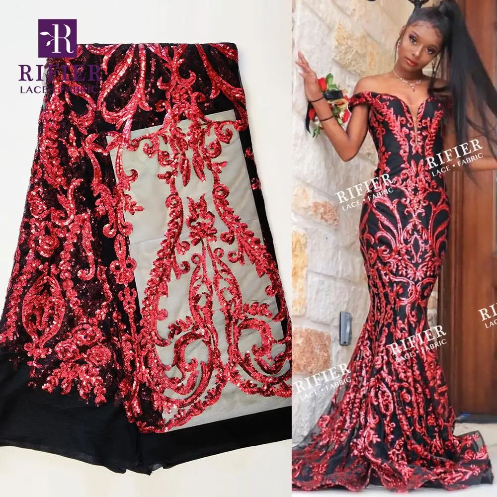 Бордовые сетчатые тюлевые кружевные ткани с блестками вышитый гипюр африканские