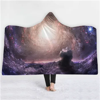Коричневый Dreamlike звездное небо Вселенная с принтом богемное одеяло с капюшоном для взрослых Мандала шерпа флисовое женское одеяло из микрофибры - Цвет: Коричневый
