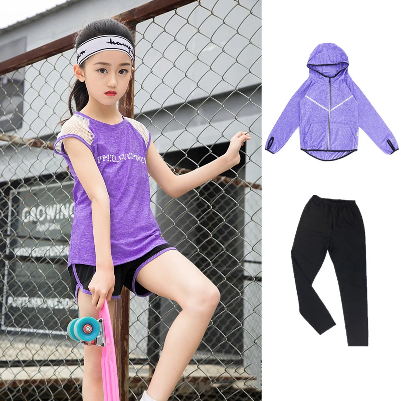 Детская футболка для фитнеса Для девочек спортивный костюм бега спортивные