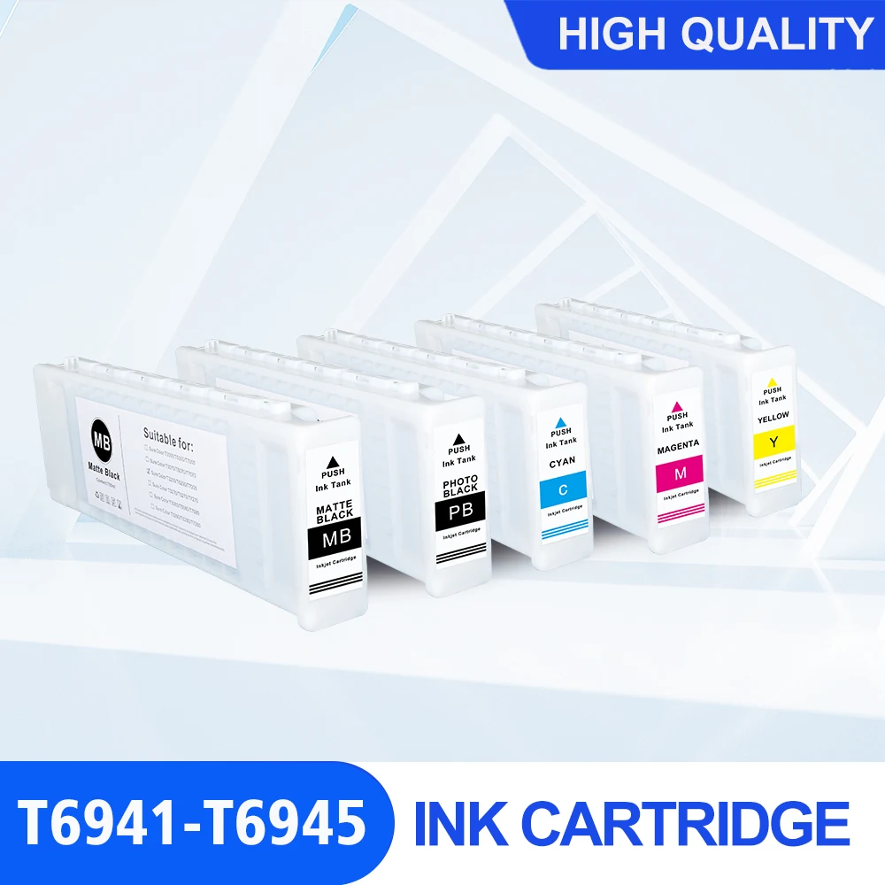 

5Colors/Set T6941-T6945 Ink Cartridge with pigment ink and chip For EpsonT3000 T5000 T7000 T3200 T7200 T3270 T5270 T7270 Printer
